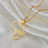 Anniyo Africa Map and Egypt Eye Charm Pendant Necklace The Eye Ancient Egyptian Symbol Jewelry #255521