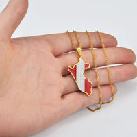 Anniyo Peru Map With Flag Pendant Necklaces Peruvian Jewelry #232121