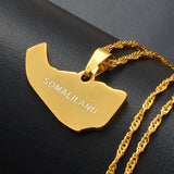 Anniyo Somaliland Map Pendant Necklaces Gold Color Jewelry #022621
