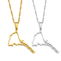 Anniyo Outline Eritrea Map Pendant Necklaces for Women Girls Silver Color/Gold Color Jewelry African Map of Eritrean #207621