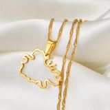 Anniyo Antigua Outline Pendant Necklaces for Women Girls Jewelry Waladli Wadadli Maps #269621
