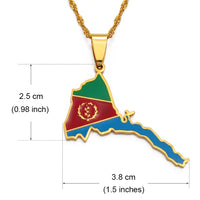Anniyo Eritrea Map Flag Pendant Thin Necklaces for Women Girls Gold Color Jewelry African Map of Eritrean #136821