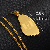 Anniyo Gold Color ST. Vincent Map Pendant and Thin Chain Necklaces Saint Vincent Maps Jewelry #020721