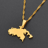 Anniyo SMALL The United States Virgin Islands St John Map Pendant Necklaces for Women Girls Saint John Jewelry #115821