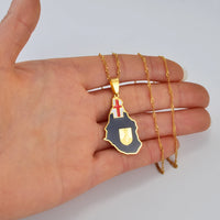 Anniyo Flag & Map of Montserrat United Kingdom Pendant Chain Necklaces Montserrat Maps Jewelry #175621