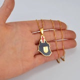 Anniyo Flag & Map of Montserrat United Kingdom Pendant Chain Necklaces Montserrat Maps Jewelry #175621