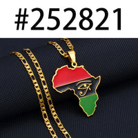 Anniyo Africa Map & Egypt Eye Ankh Gye Nyame Charm Pendant Necklace African Traditional Cultural Symbols Jewelry Unisex #252821