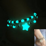 New Fashion Luminous Stones Bead Star Pendant Anklet For Women Bohemia Beach Tassel Handcrafted Ankle Chain Boho Jewelry