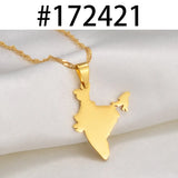 Anniyo India Map Pendant Necklaces Silver Color/Gold Color Charms Indian Jewelry @172421