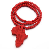 VOQ new arrival Africa map necklace for men and women wooden pendant Bead string necklace hip hop jewelry