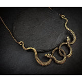 Goth Entwined Snakes Water Drop Crystal Necklace Gothic Punk Jewelry Statement Party Grunge Pendant Witcher Charm Fashion Gift