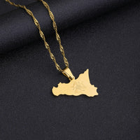 Italy Sicily  Map Flag Stainless Steel Pendant Necklace for Women Men Gold Color / Silver Color Italian Sicilia Party Jewelry