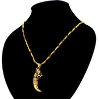 Dropshipping Stainless Steel Dragon Head Pendant Necklace Wolf Tooth Amulets And Talismans Cool Necklace For Women And Men