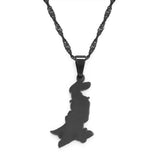 Anniyo Pakistan Map Pendant Necklaces Stainless Steel and Silver Color/Gold Color Pakistani Ethnic Jewelry #111321