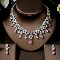 HIBRIDE Luxury Wedding Jewelry Nigerian Design Cubic Zirconia Large Bridal Choker Necklace Earrings Sets For Women bijoux N-1454