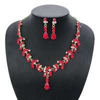 KMVEXO Crystal Bridal Wedding Jewelry Sets Women Gold Color Rhinestone Necklace Long Earrings Set Dress Accessories Bridesmaid