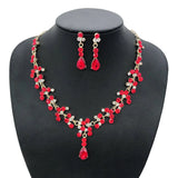 KMVEXO Crystal Bridal Wedding Jewelry Sets Women Gold Color Rhinestone Necklace Long Earrings Set Dress Accessories Bridesmaid