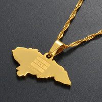 Anniyoc Honduras Map Flag Pendant Necklaces for Women Gold Color Charm Maps Jewelry Patriotic Bests #017421