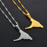 Anniyo Comoros Anjouan Island Map Pendant Necklaces Silver Color/Gold-Plated Ndzouani Jewelry #265921