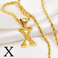 Anniyo A-Z Letters Necklaces Women Men Gold Plated Initial Pendant Rope Chain English Letter Jewelry Alphabet African #058002B