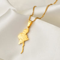 Anniyo Myanmar Map City Silver Color / Gold Color Charm Pendant Necklace Burmese Jewelry #234021