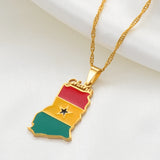 Anniyo Ghana Country Map and Flag Pendant Necklaces Charm Ghanaian Jewelry Ghana National Day  @138121