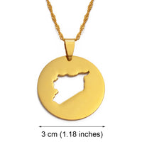 Anniyo 3CM Round Syria Map Necklaces for Women Charms Pendant Syrians Jewelry Middle East  @016021