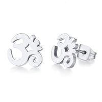 OM SYMBOL AUM STUD EARRING STAINLESS STEEL YOGA AND MEDITATION UNISEX JEWELRY GIFTS FOR YOGA LOVERS