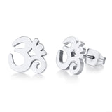 OM SYMBOL AUM STUD EARRING STAINLESS STEEL YOGA AND MEDITATION UNISEX JEWELRY GIFTS FOR YOGA LOVERS