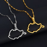 Anniyo 3CM/2CM Outline Afghanistan Map Pendant Necklaces for Women Girls,Afghan Maps Jewelry #257721
