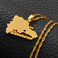 Anniyo Dominican Map Pendant Necklaces Dominicans Country Map Jewelry Chain Patriotic  #124721