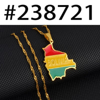 Anniyoc Bolivia Map Flag Pendant Necklaces for Women Girls Charms Bolivians Maps Jewelry Patriotic  #238721