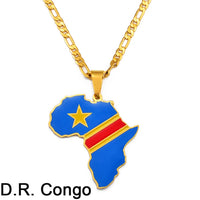 Anniyo 3.8CM Hip-hop Africa Map Pendant Necklace Jewelry Ghana Nigeria Congo Sudan Somalia Uganda Zimbabwe Zambia Liberia#207921