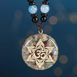 Orgone Energy Pendent Garnet Necklace Orgonite Labradorite Om Crystal Pendant Necklace for Women Men Yoga Healing Jewelry Gift