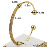 Simple Stainless Steel Twisted Wire Mesh Opening Steel Ball Ladies Bracelet Birthday Anniversary Gift Wholesale