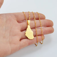 Anniyo 3.1CM Montserrat Island Map With Cities Pendant Necklaces for Women/Girls Gold Color Jewelry #267221