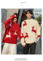 Christmas Sweater Women Autumn Winter Korean Loose Pullover Deer Sweater Men and Woman Oversized Sweaters Couples