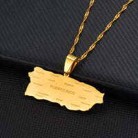 Anniyo Puerto Rico Map With Cities Pendant Necklaces Gold Color PR Puerto Ricans Jewelry #237921