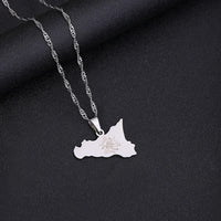 Italy Sicily  Map Flag Stainless Steel Pendant Necklace for Women Men Gold Color / Silver Color Italian Sicilia Party Jewelry