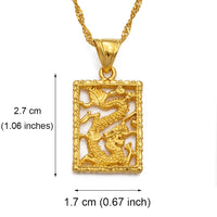 Anniyo Auspicious Dragon Pendant Necklace for Women Girls Gold Color Jewelry Jewellery Chinese Style @@010709