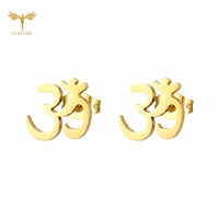 12 Pairs Aum Om Ohm Symbol Stud Earrings Women Indian Yoga Sport Jewelry Earings Set Wholesale Stainless Steel Ornament Gifts