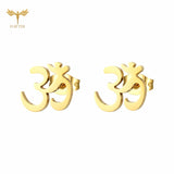 12 Pairs Aum Om Ohm Symbol Stud Earrings Women Indian Yoga Sport Jewelry Earings Set Wholesale Stainless Steel Ornament Gifts