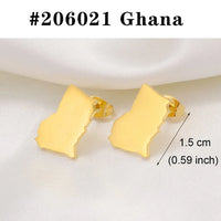 Anniyo Stud Earrings Zimbabwe Nigeria Kenya Congo Ghana Cameroon Map Jewelry for Women Girls Gold Color African Earrings #205821