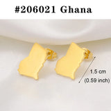 Anniyo Stud Earrings Zimbabwe Nigeria Kenya Congo Ghana Cameroon Map Jewelry for Women Girls Gold Color African Earrings #205821