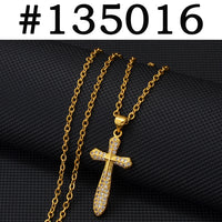Anniyo Cross Necklaces Women Girl Charms Pendant Cubic Zirconia Crosses Jewelry CZ Christian Catholic Religious Ornaments#134916