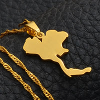 Anniyo the Kingdom of Thailand Map Pendant Necklaces for Women/Girl Jewelry Thai  #024721