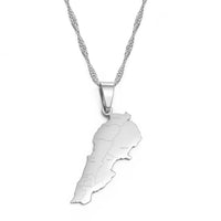 Anniyo Liban Map With Cities Pendants Necklaces Gold Color Jewelry Lebanon Map Chain Necklaces #203621