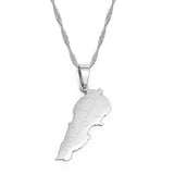 Anniyo Liban Map With Cities Pendants Necklaces Gold Color Jewelry Lebanon Map Chain Necklaces #203621