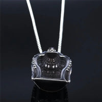 Bohemia Yoga Buddha Head Stainless Steel Necklace Women Silver Color Statement Necklaces Jewelry collares para mujer NZZ64S04