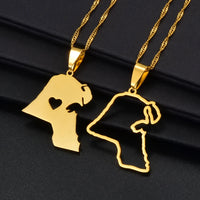 Anniyo Heart Kuwait Map Pendant Necklaces Kuwaiti Gold Color Jewelry #231121